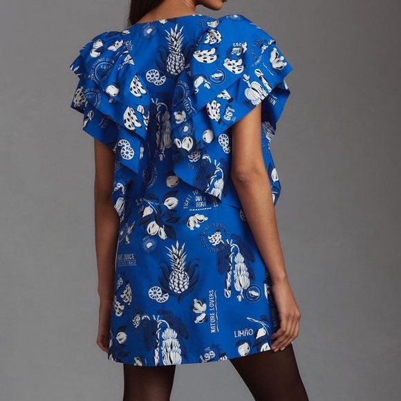 Anthropologie x Farm Rio Flutter-Sleeve Babydoll Mini Dress - Picture 3 of 7